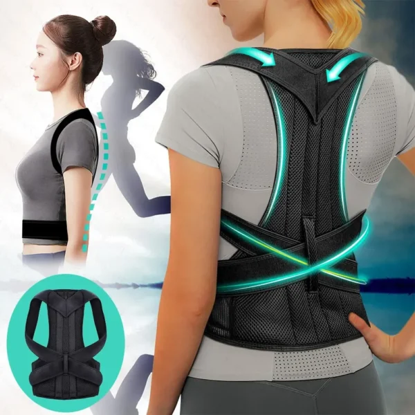 adjustable back posture corrector with breathable shoulder and waist support straps for boys and girls to relieve back pain