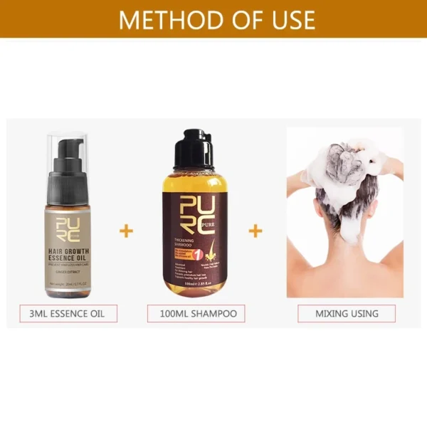 PURC Hair Growth Shampoo Set Ginger Anti Hair Loss Fast Regrowth Care Oil Scalp Treatment Kit Hair Growth Products for Men Women - Image 6