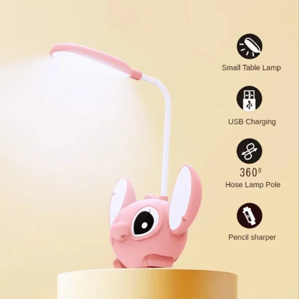 led lilo & stitch desk lamp with pencil sharpener foldable light cute desk night light usb recharge light gift