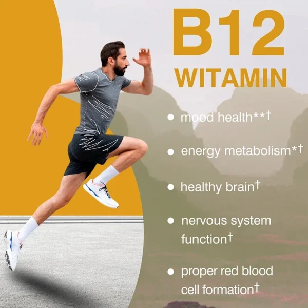 Vitamin B12 - for Mood, Brain, Nervous System, Energy, Metabolism, Relieve Fatigue, Heart Health - Image 3