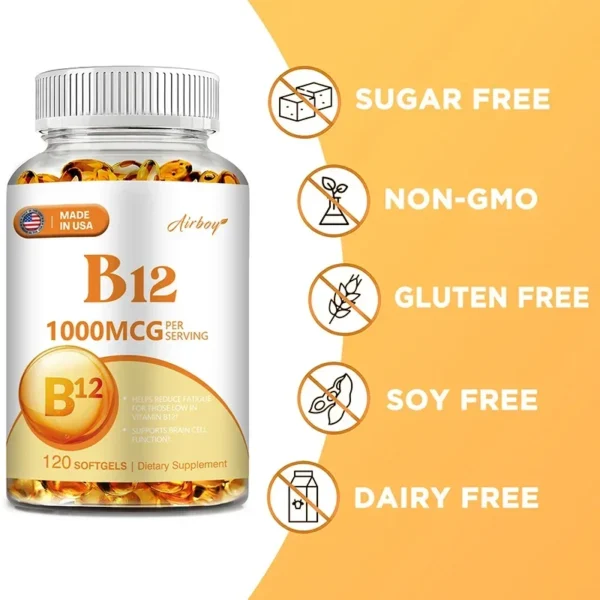 Vitamin B12 - for Mood, Brain, Nervous System, Energy, Metabolism, Relieve Fatigue, Heart Health - Image 5