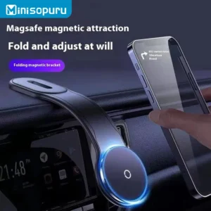 Minisopuru MagSafe Car Mount Magnetic Phone Stand Bendable Flexible Aluminum Arm Detachable Wireless Charging Car Phone Holder