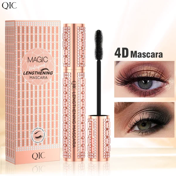 qic fashion diamond 4d mascara waterproof eye make up cosmetics peanut silicone brush lengthening curl lashes fast dry