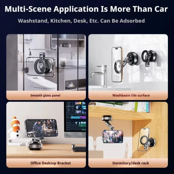 Magnetic Car Phone Holder 360° Rotating Folding Electric Vacuum Suction for Car Navigation Gym Kitchen Streaming Bracket - Image 2