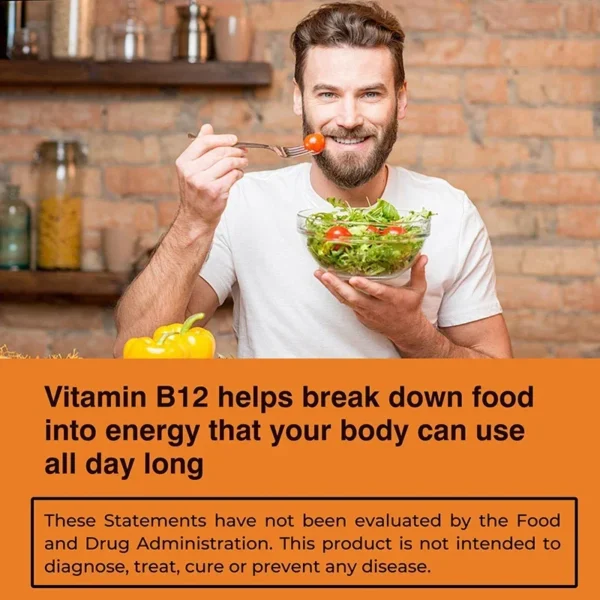 Vitamin B12 - for Mood, Brain, Nervous System, Energy, Metabolism, Relieve Fatigue, Heart Health - Image 4