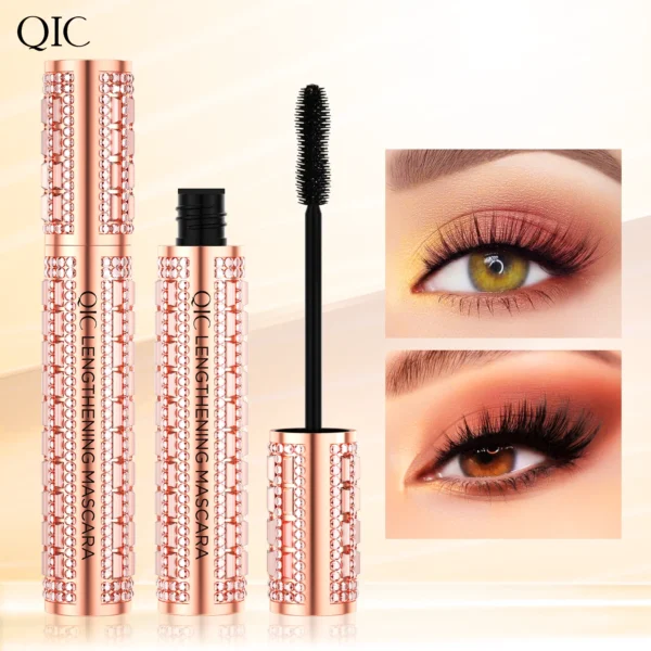 qic fashion diamond 4d mascara waterproof eye make up cosmetics peanut silicone brush lengthening curl lashes fast dry