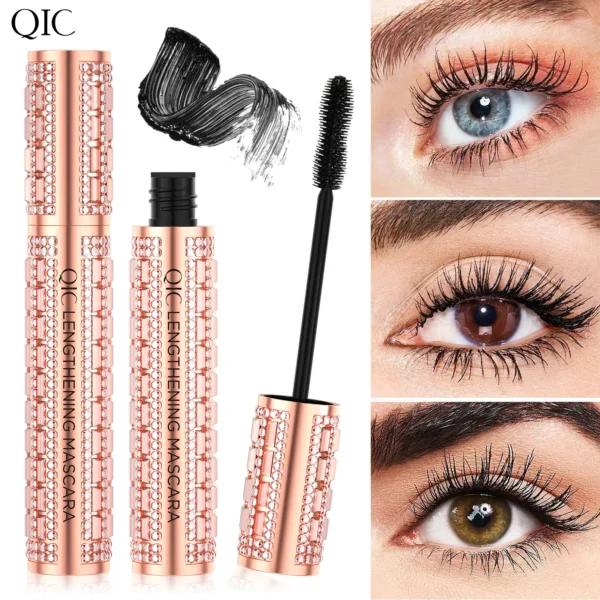 qic fashion diamond 4d mascara waterproof eye make up cosmetics peanut silicone brush lengthening curl lashes fast dry