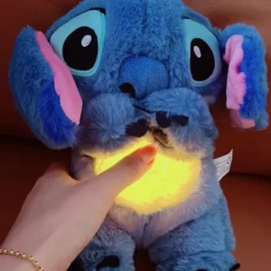 28cm disney stitch anime plush doll with lighting music airbag kawaii appease toy baby to soothe sleep peluche for kids gift