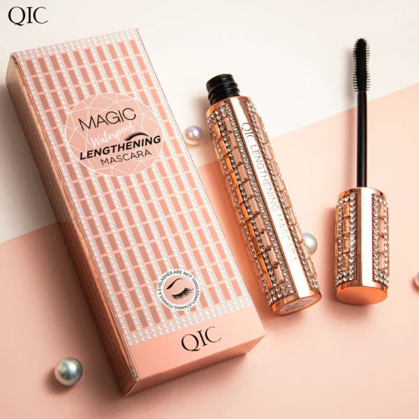 qic fashion diamond 4d mascara waterproof eye make up cosmetics peanut silicone brush lengthening curl lashes fast dry