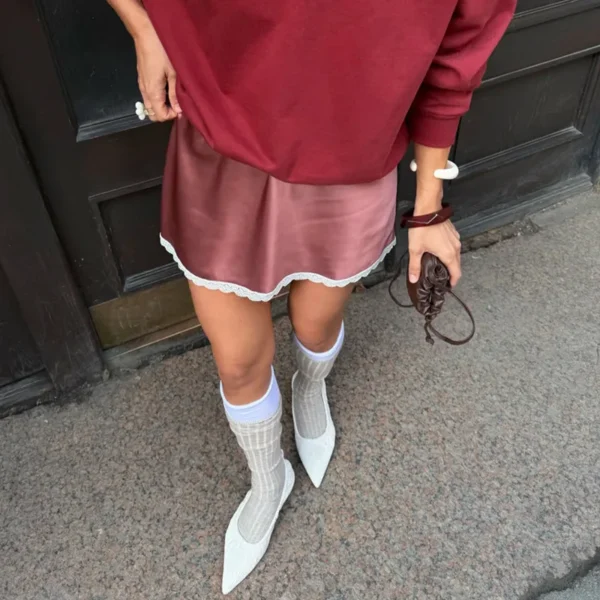 lace high waist y2k mini skirt bows design lolita style skirt elastic waist fashion bud skirt white casual short skirt for women