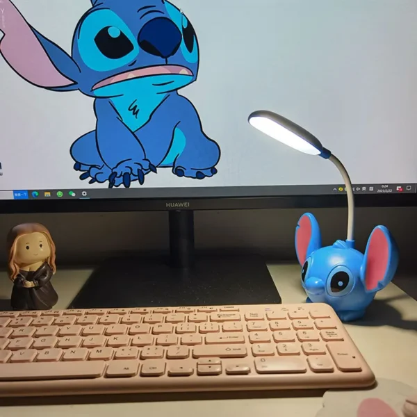 led lilo & stitch desk lamp with pencil sharpener foldable light cute desk night light usb recharge light gift