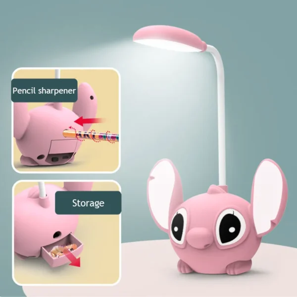 led lilo & stitch desk lamp with pencil sharpener foldable light cute desk night light usb recharge light gift