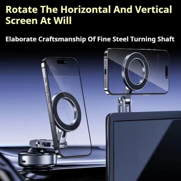Magnetic Car Phone Holder 360° Rotating Folding Electric Vacuum Suction for Car Navigation Gym Kitchen Streaming Bracket - Image 5