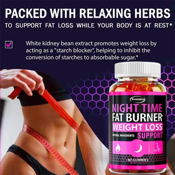 Nighttime Fat Burning Gummies - Burn Fat, Promote Metabolism, Healthy Weight Management, Improve Immunity - Image 3